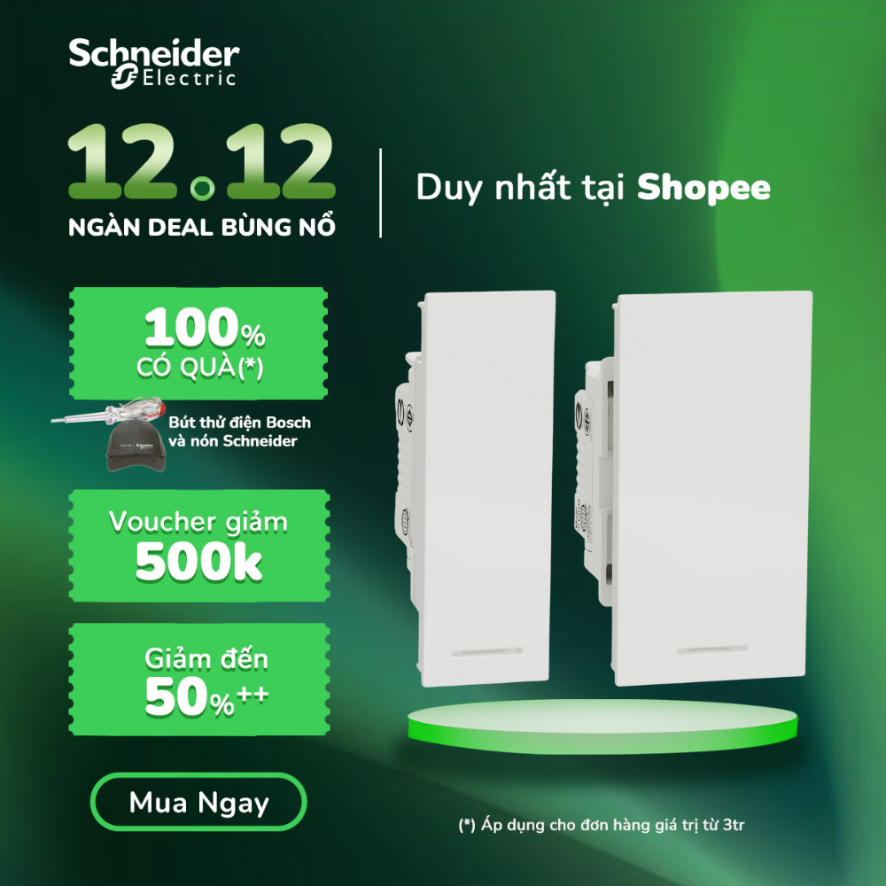 Công tắc 1 chiều - 16AX - Trắng - dòng AvatarOn A Cắm Nhanh - Schneider Electric - M3T31_1F_WE M3T31