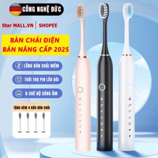Bàn Chải Đánh Răng Điện Sonic X3 Pro Thông Minh 6 Chế Độ Sóng Âm, Combo Tặng Kèm 4 Đầu Chải Thay Thế