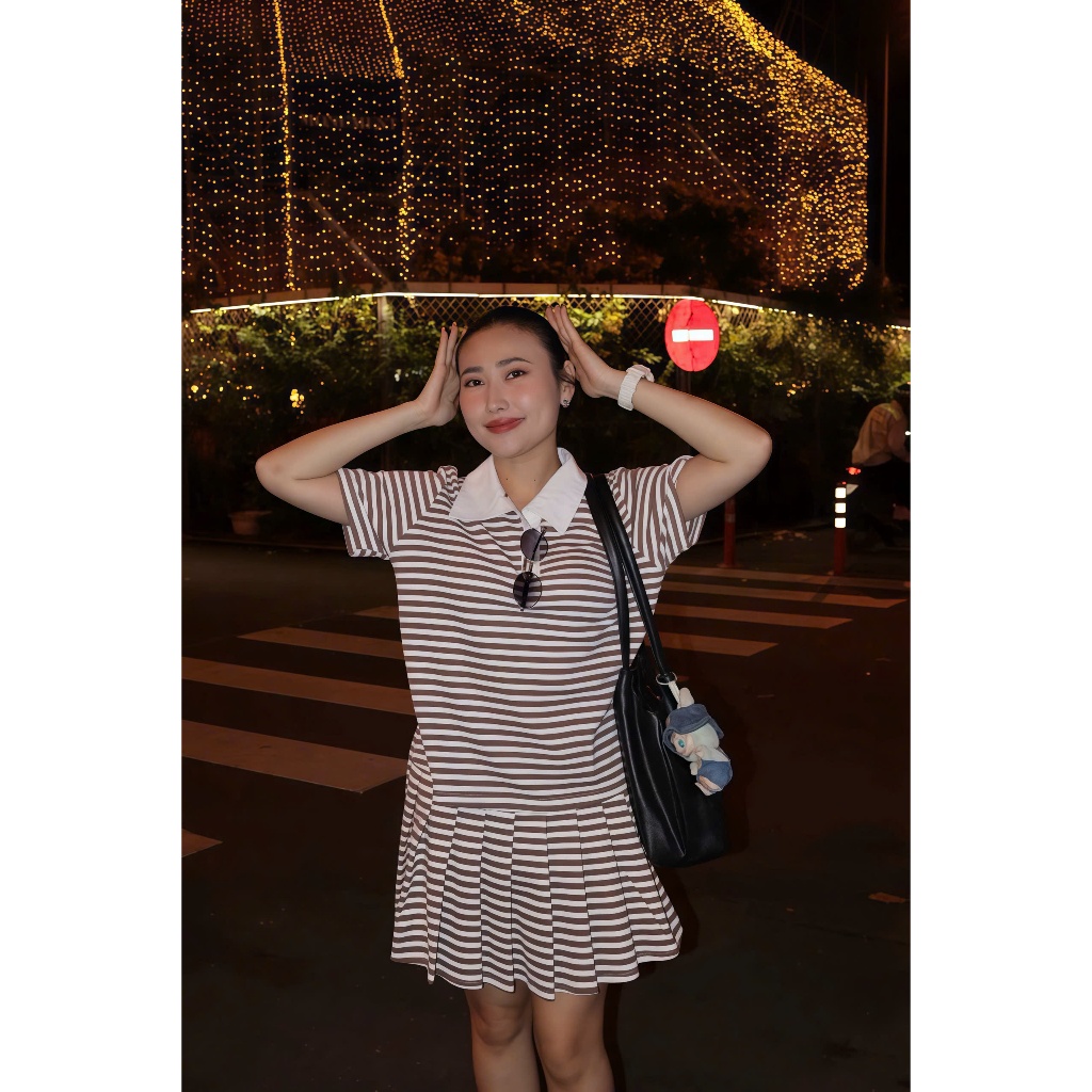 HATHA STORE - SET CHÂN VÁY XẾP LY + ÁO SỌC POLO CÁ TÍNH CAO CẤP HÌNH THẬT SHOP CHỤP