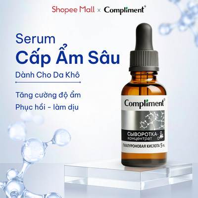 Serum Compliment Hyaluronic Acid 5% Cấp Ẩm Sâu, Phục Hồi Cho Da Khô, Da Nhạy Cảm, Da Treatment 27ml