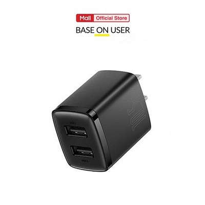 Củ sạc nhanh PD10.5W Baseus Compact 2 cổng USB , trang bị chip sạc thông minh, tiện lợi,Chân dẹt (ĐEN)