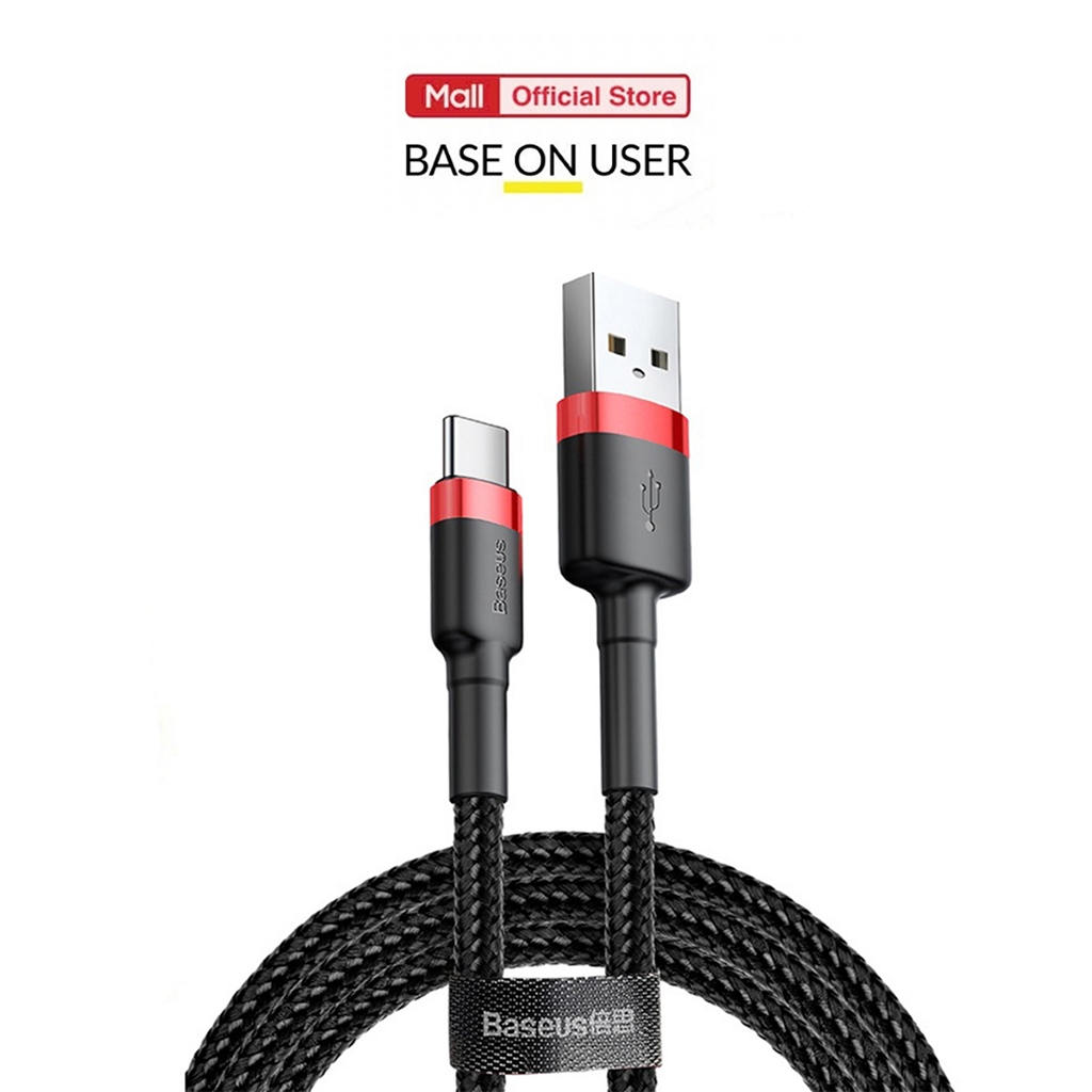 Cáp sạc nhanh truyền dữ liệu Baseus Cafule USB to TypeC dùng cho Android/Oppo/Samsung/IP15/16/17 dài 1m/2m/3m
