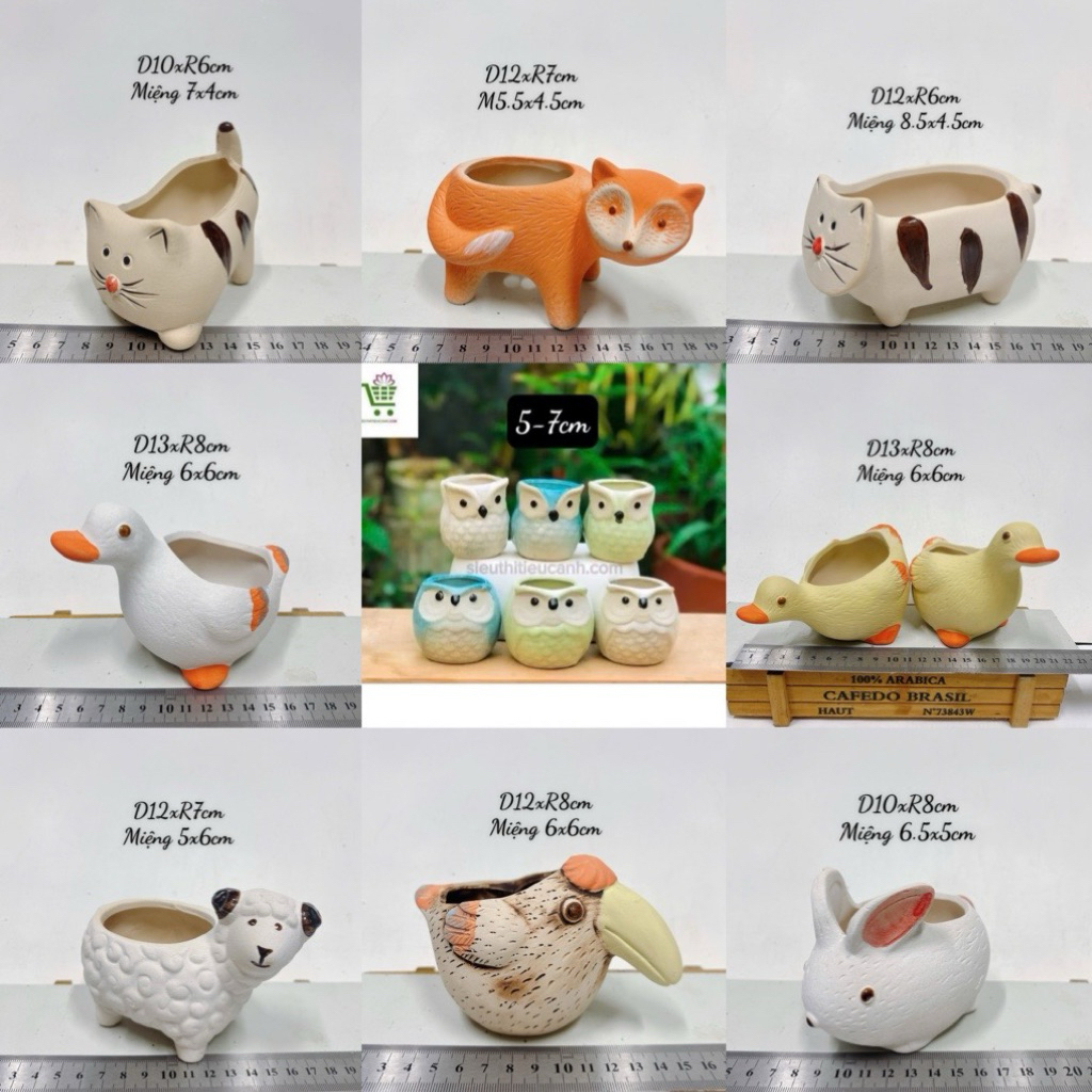 Chậu sứ thú mini 7-13cm