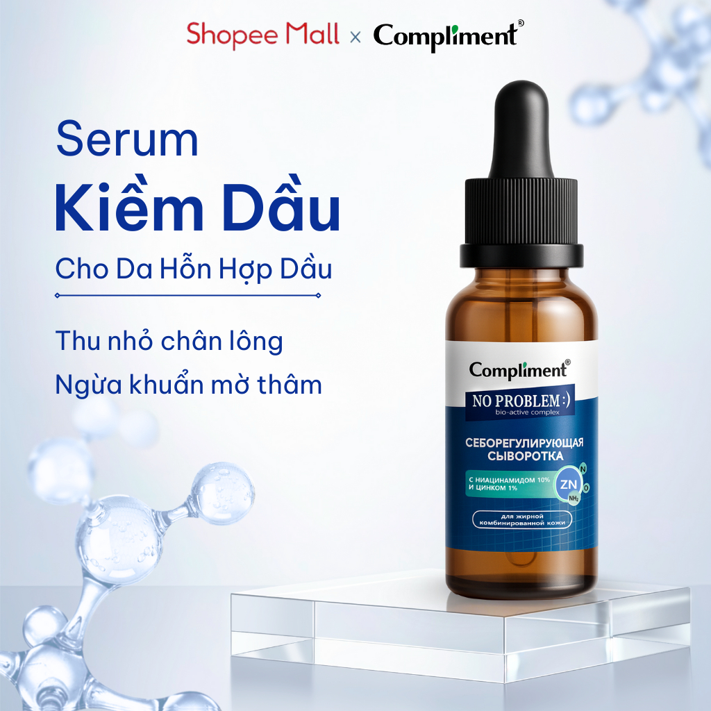 Serum Kiềm Dầu Giảm Mụn Compliment Niacinamide & Zinc - Sáng Da Mờ Thâm, Se Khít Lỗ Chân Lông 27ml