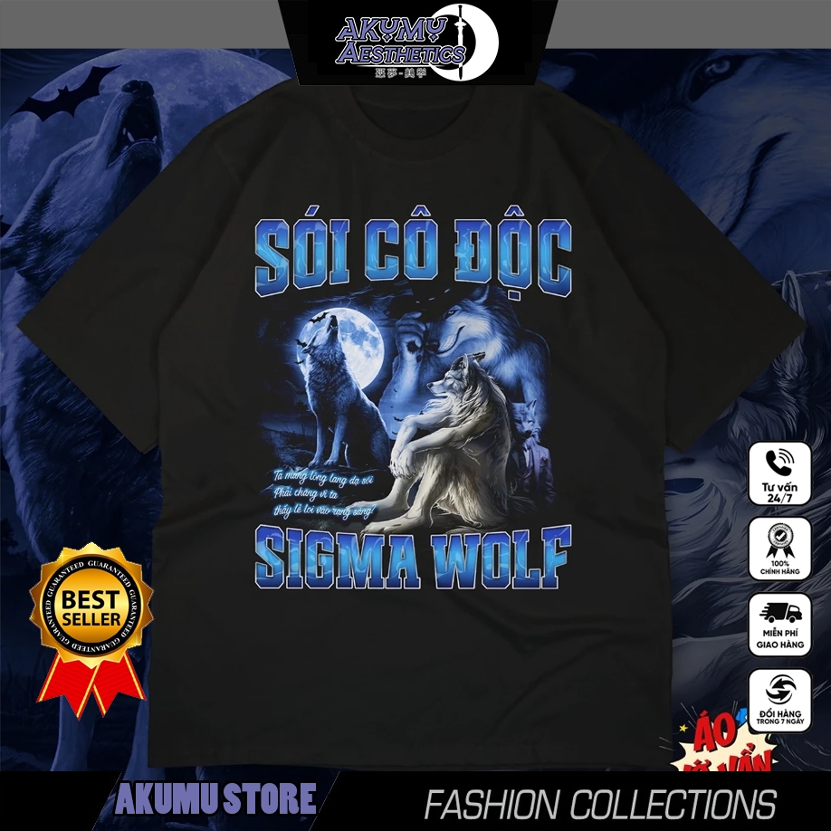 Áo thun Sói Cô Độc Sigma Wolf - K-On HTT Ho-kago Tea Time (Black/White)