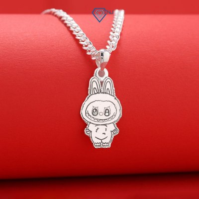 Dây chuyền bạc cho bé hình labubu khắc tên theo yêu cầu DCT0126 - Trang Sức TNJ