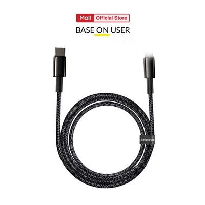 Cáp sạc nhanh Typec to IP PD20W 3.0A dùng cho iP10/11/12 Baseus Tungsten Gold dây bọc dù chống đứt dài 1M/2M