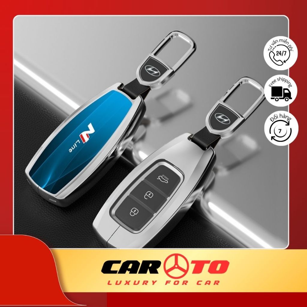 Ốp Chìa Khóa Xe Hyundai Accent 2021-2024, Elantra 2024 Bằng Hợp Kim Carbon + Kính 3D cường lực