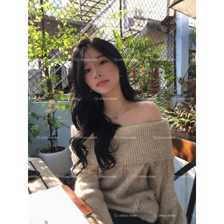  Choco• Sẵn Ảnh Thật Chính Chủ   Áo Len Trễ Vai Nâu Hàng Qc Loại 1 
