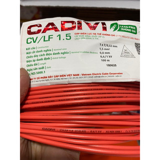 [giá 50 mét] Dây điện cadivi CV1.5 đơn 7 sợi lõi đồng chính hãng