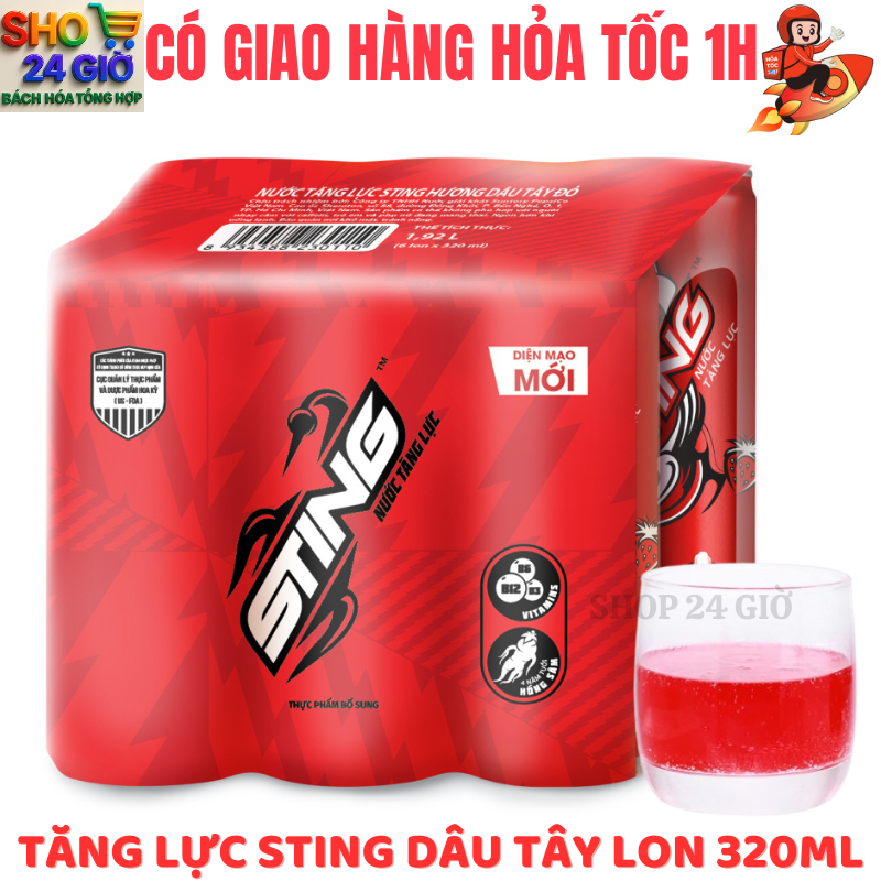 Sting Dâu 1 Lốc 6 Lon 320 Ml - Shop 24 Giờ