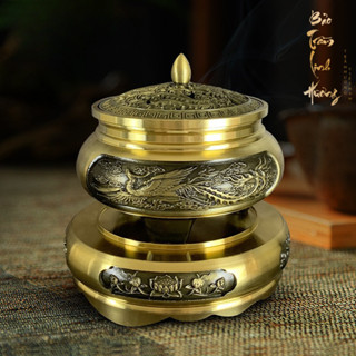  Lư Đồng Xông Nụ Trầm Hương HOÀNG ĐAN TEA Đỉnh Đốt Nhang Bằng Hợp kim Đồng Nhập Khẩu Cao Cấp 