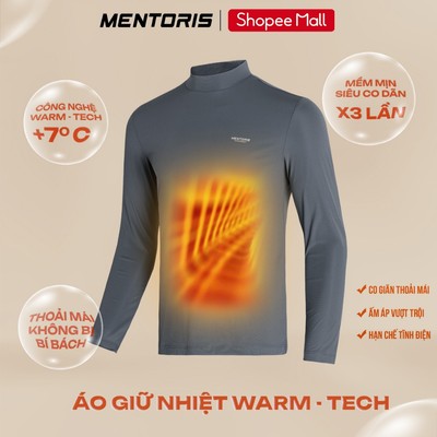Áo Thun Giữ Nhiệt Nam Cổ 3 Phân MENTORIS, Chất Liệu WarmTech Giữ Ấm, Co Giãn Tốt MCTD25W003