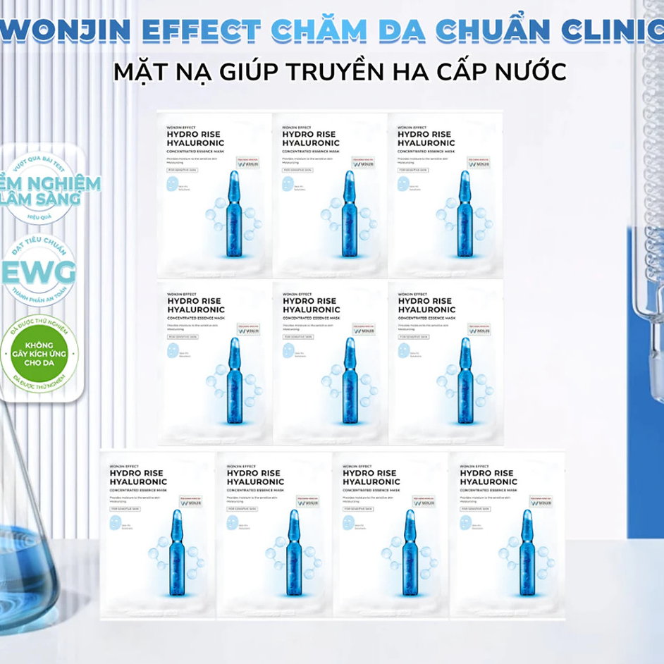 Combo 10 Mặt Nạ Truyền HA Cấp Ẩm Chuyên Sâu WonJin Effect Hydro Rise Hyaluronic Mask