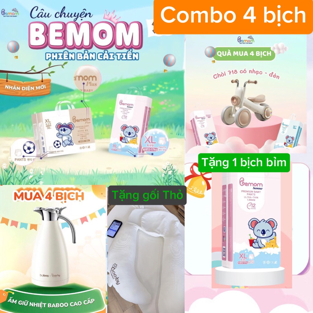 (combo 4b) Tã/Bỉm BEMOM ,TÃ bemom,Bỉm bemom Nội Địa Hàn Quốc ,đủ size Tã/bỉm quần Gooby mềm mại, an 