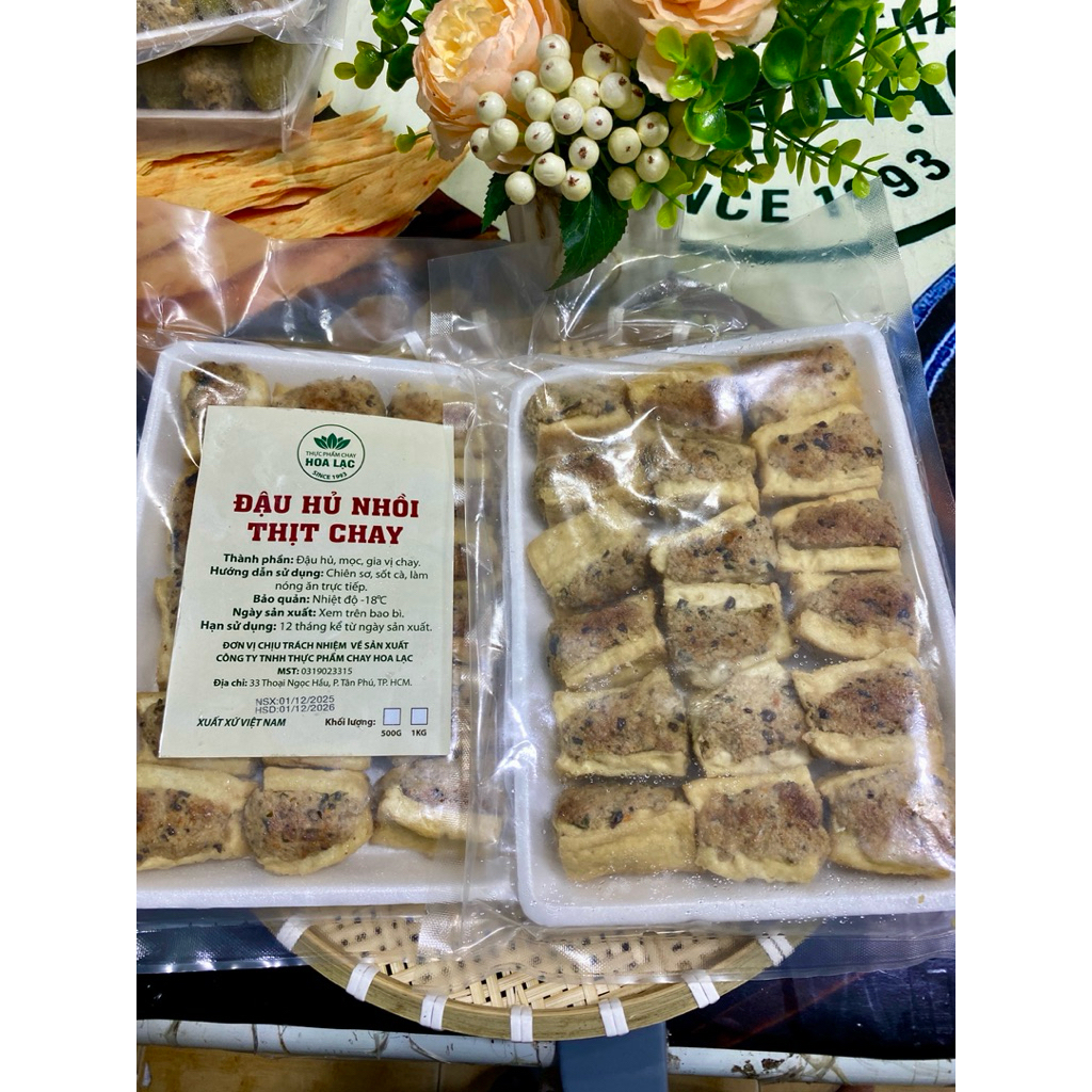 Đậu hủ nhồi thịt chay 500gr /vỹ  Hoa Lạc ( giao hỏa tốc  tphcm)