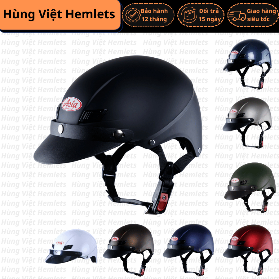 Mũ Bảo Hiểm 1/2 Asia MT106 Có Mái Che Chính Hãng | Thiết Kế Thời Trang | Chuẩn Quatest