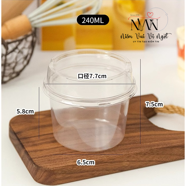 50 Hộp Nhựa Tròn Mini Nắp Cao Đựng Bánh Mousse, Tiramisu ~ W250 - W250