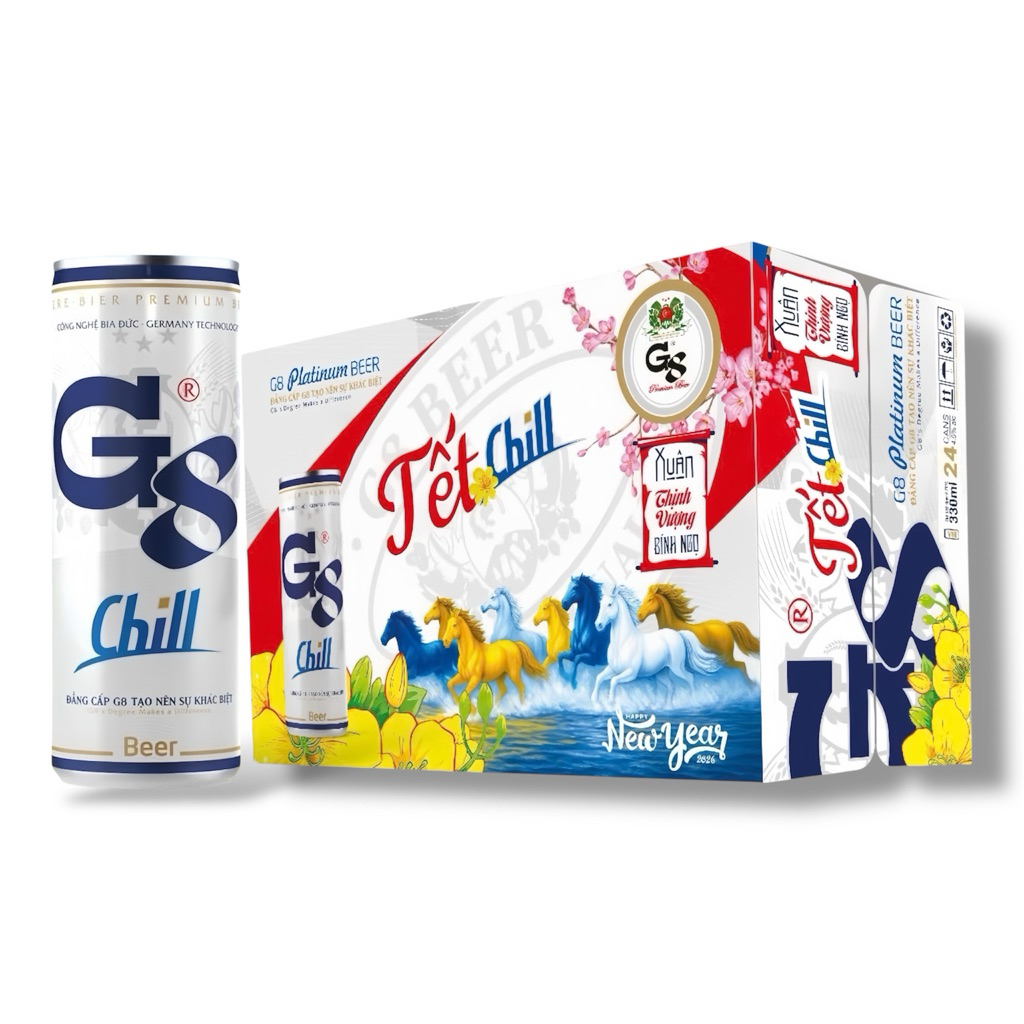 Thùng 24 Lon cao Bia G8 Chill 4,5% Vol CTY VINAKEN Bắc Giang
