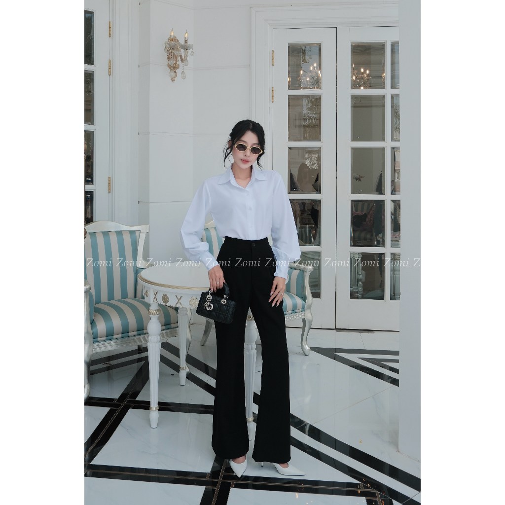 Áo Sơ Mi Nữ Tay Phồng, Áo Sơ mi Dài Tay Thiết Kế Trẻ Trung,Áo Sơ Mi Trắng Kiểu, Sơ Mi Tiểu Thư ZOMI