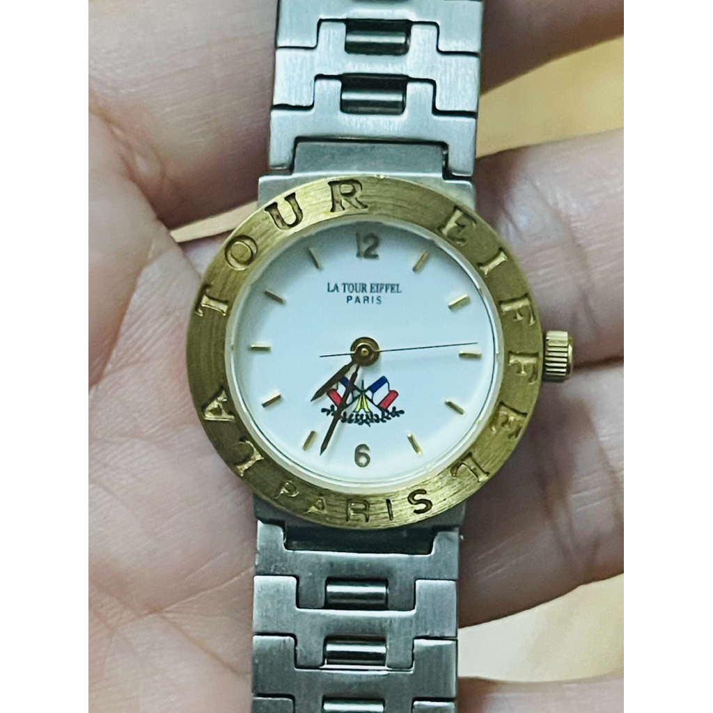 Đồng hồ La Tour Eiffel Paris Pháp niềng vàng siêu xinh.
