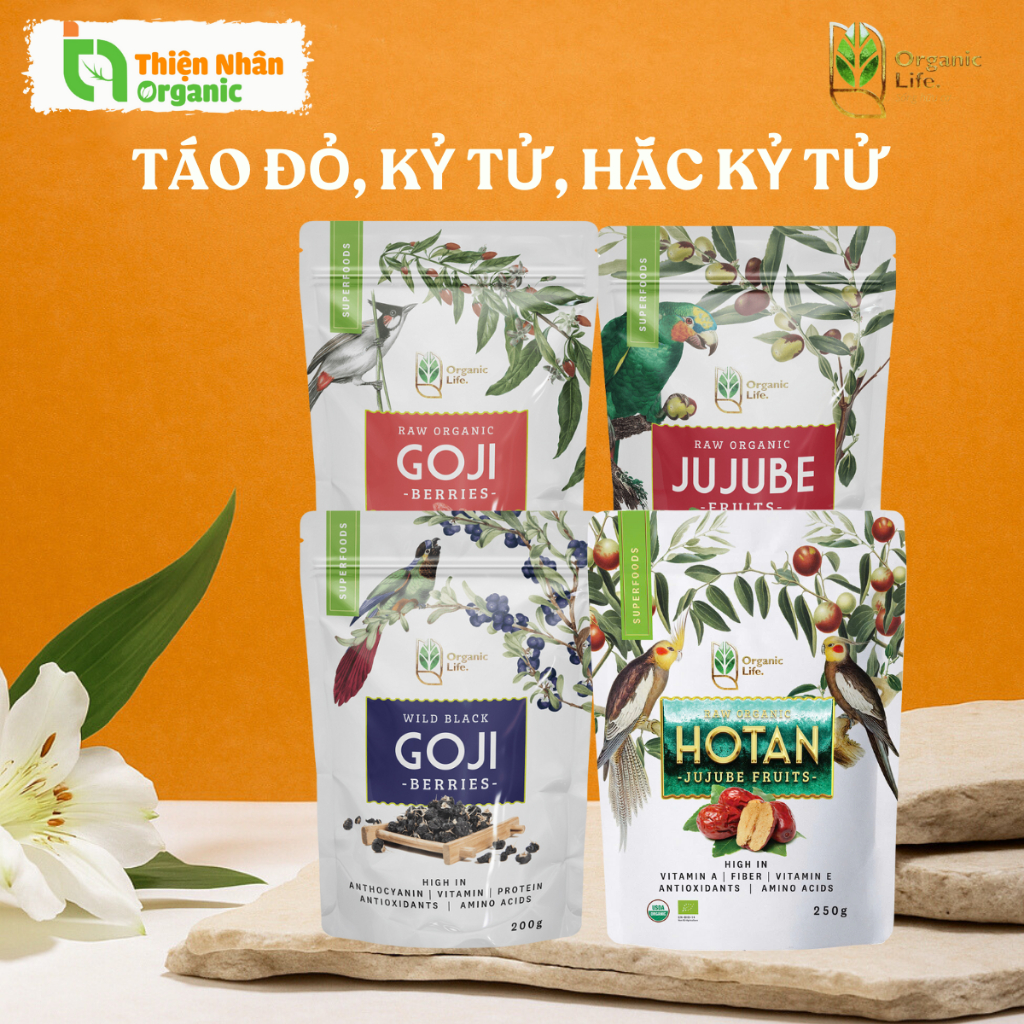 Táo Đỏ Kỷ Tử Hữu Cơ Hắc Kỷ Tử Hoang Dã Organic Life Organic Jujube Fruits Goji Berry