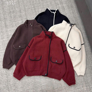  Áo len khoác ép xù phối viền QCCC K01  