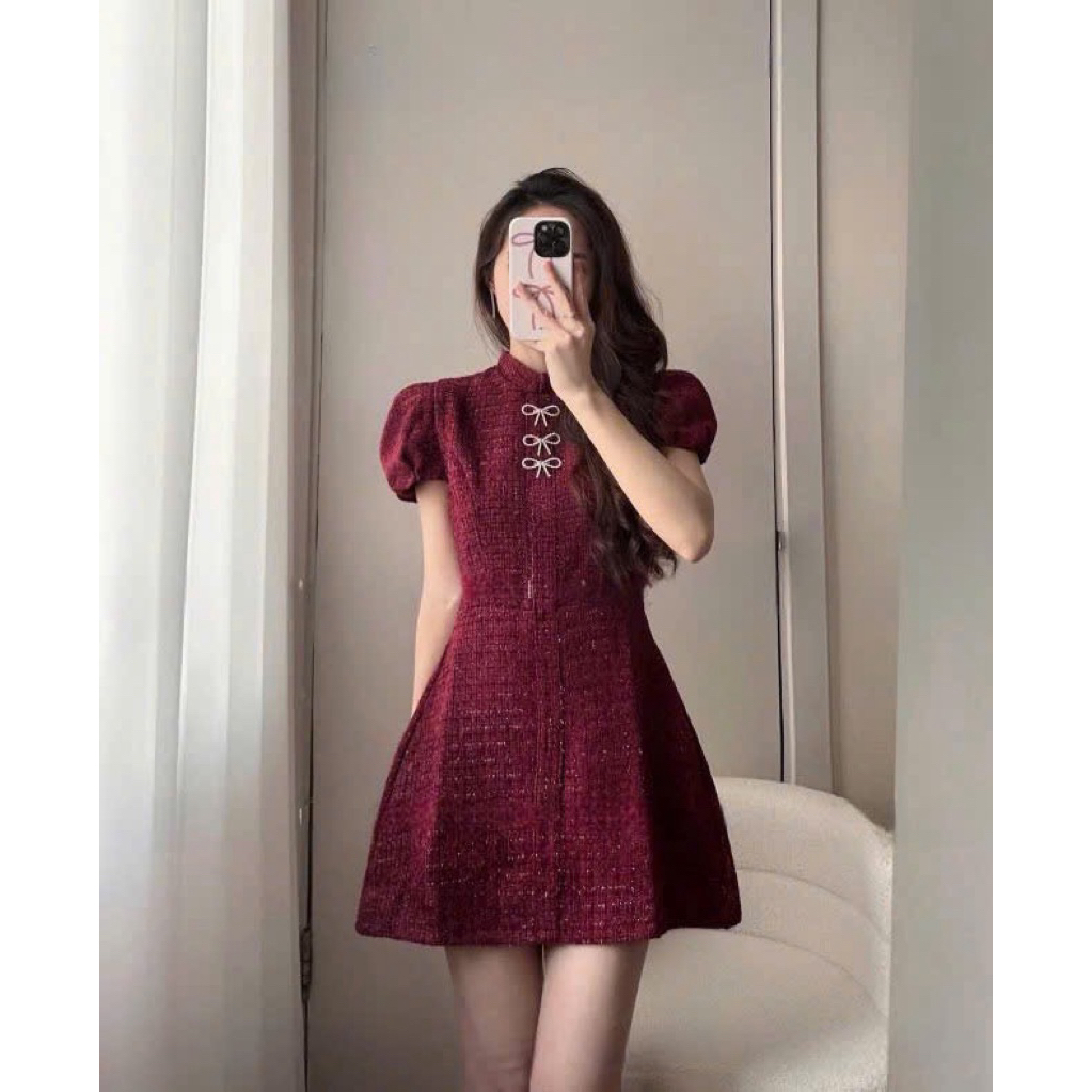 [N.T BIGSIZE] ĐẦM CÁCH TÂN DẠ CÓ LÓT TAG NƠ DQ8NT220