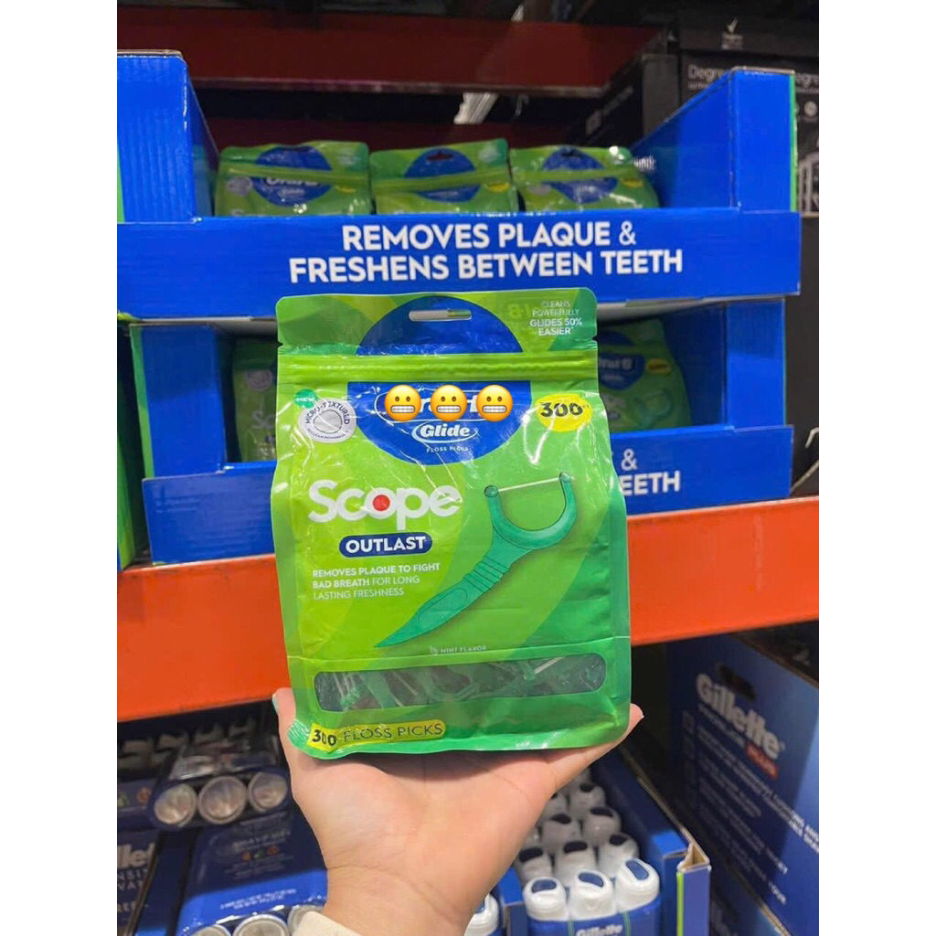 TĂM CHỈ NHA KHOA Glide Scope Floss Picks Outlast Mint 300 chiếc