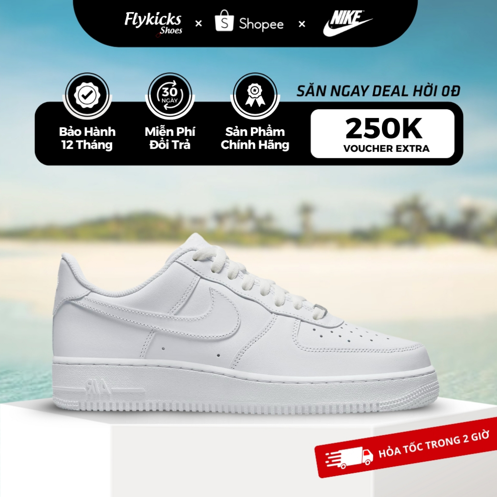 Giày af1 chính hãng, nike air force 1 all white thể thao nam nữ, đổi trả 30 ngày fullbox Fly Kicks