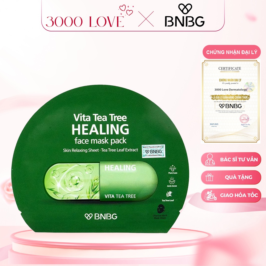 Combo 10 mặt nạ BNBG Tràm Trà giảm mụn, kiềm dầu và giảm thâm - 3000 Love