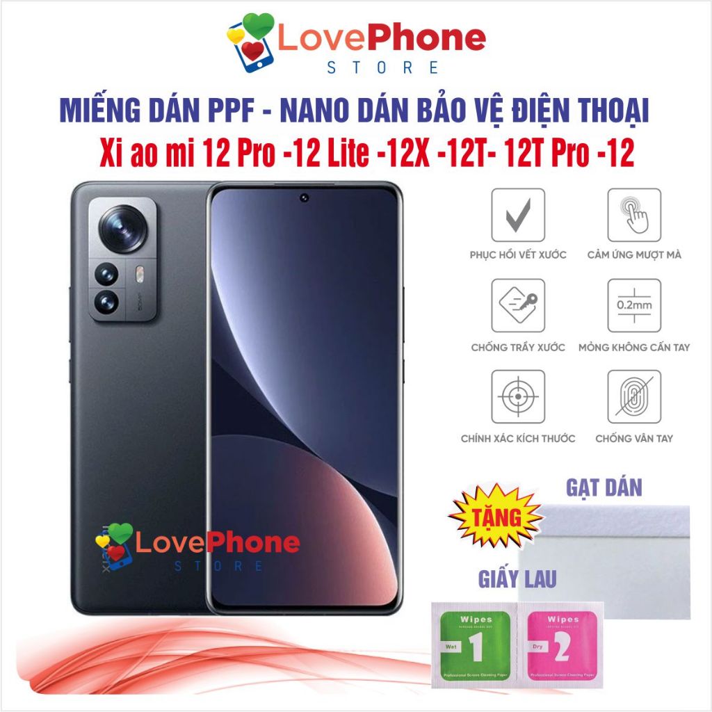 Dán PPF Xi ao mi mi12/ 12T/12T Pro/ 12X /12 Lite /12 Pro  bảo vệ màn hình chống vân tay tự phục hồi 
