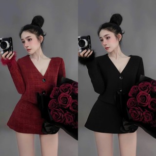  S39  TÁO ĐỎ BIGSIZE 55-90KG  SET DẠ 2 MÓN BIGSIZE ÁO CỔ V TAY DÀI PHỐI LÔNG + CHÂN VÁY 