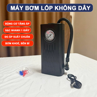 Máy Bơm Lốp Ô Tô, Xe Máy, Bơm Lốp Tích Điện Không Dây, Tích Hợp Sạc Nhanh Type- C, Đo Áp Suất Lốp, Cầm Tay Tiện Dụng
