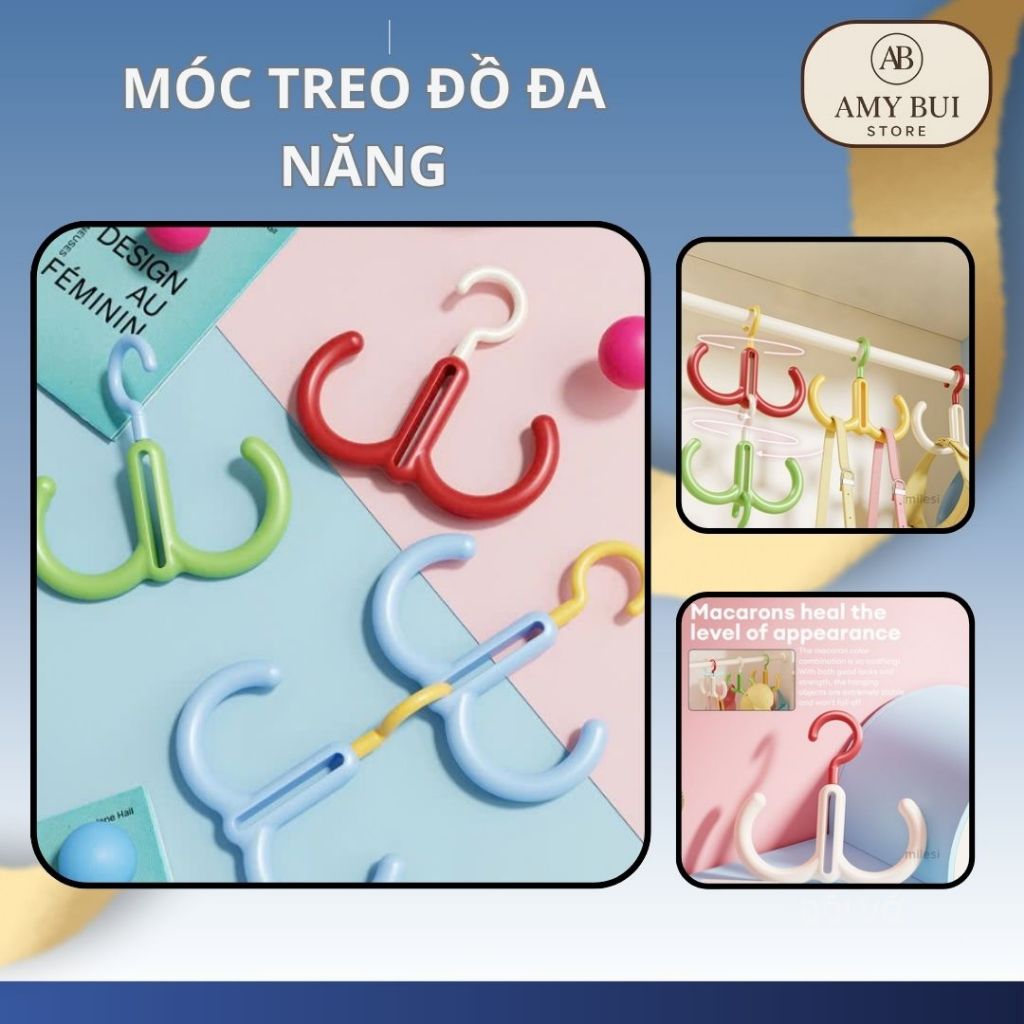 Móc treo quần áo 360 AmyBui Store Xoay 360 độ, 2 đầu móc chia không gian, Nhựa bền, không giòn gãy