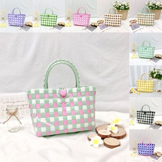   D21xR9xC16cm  Giỏ Đan Tay Túi Xách Đan Thủ Công Handmade Làn Nhựa Mặc Với Áo Dài Đầm Đi Biển Chụp Hình - Doni House 