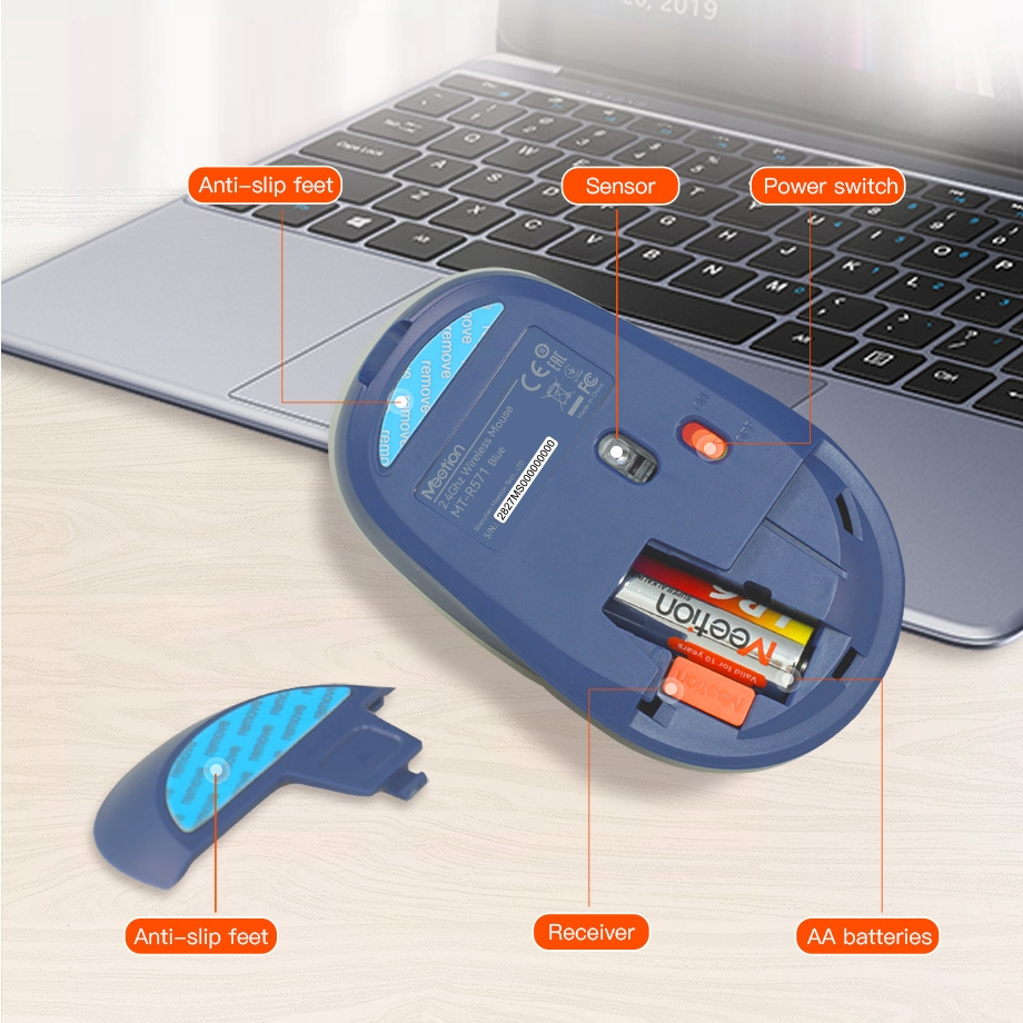 Chuột không dây Meetion R571 chống ồn kết nối USB 2.4GHz thiết kế nhỏ gọn pin rời AA sử dụng hơn 6 tháng | BigBuy360 - bigbuy360.vn