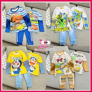 Đồ bộ bé trai tay dài quần dài mặc ngủ họa tiết hoạt hình, chất thun lạnh in 3D ANN'S KIDS