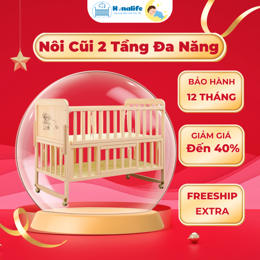 Cũi gỗ cho bé, đa năng tiện lợi, dễ dàng mang đi