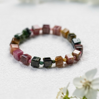 Vòng Tay Tourmaline Khối Lập Phương Mix Màu Size Hạt 6Ly Lắc Tay Phong Thủy - Ngọc Trai Trường Thịnh