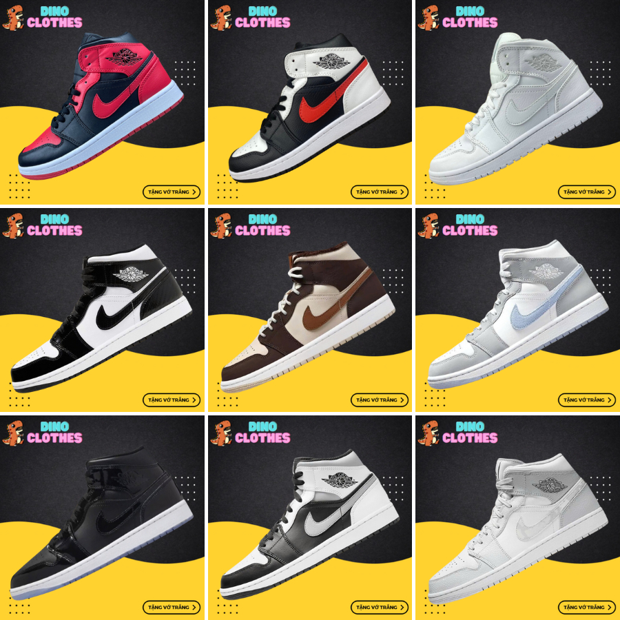 Giày Sneaker 𝓙𝓓1 𝓜𝓘𝓓 Cổ Cao Tổng Hợp Màu - DinoSneaker99