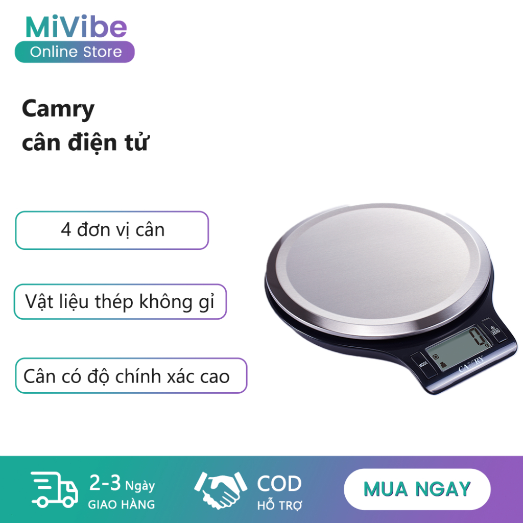 Camry Cân điện tử độ chính xác cao, khả năng cân tối đa 5 kg, màn hình hiển thị kỹ thuật số.