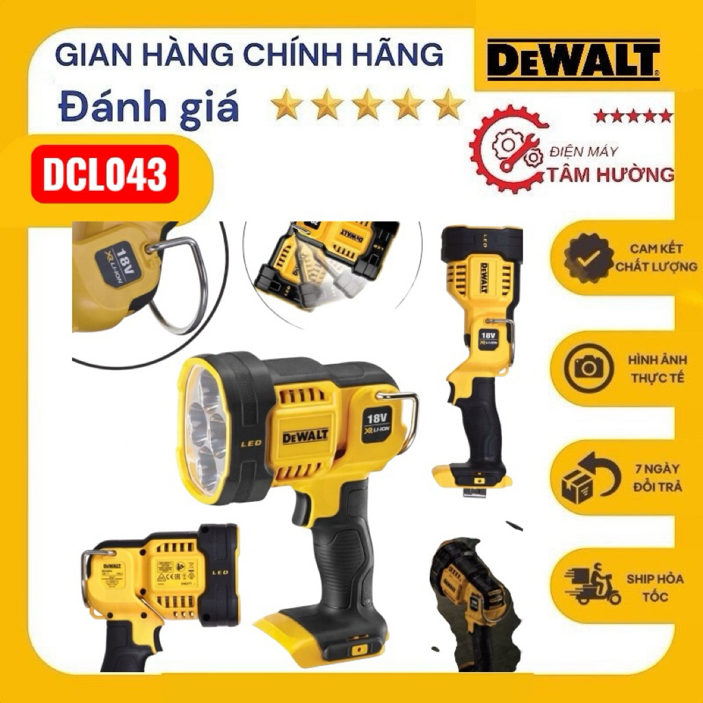 Đèn led dùng pin 18v/20v dewalt Dcl043 - Hàng chính hãng