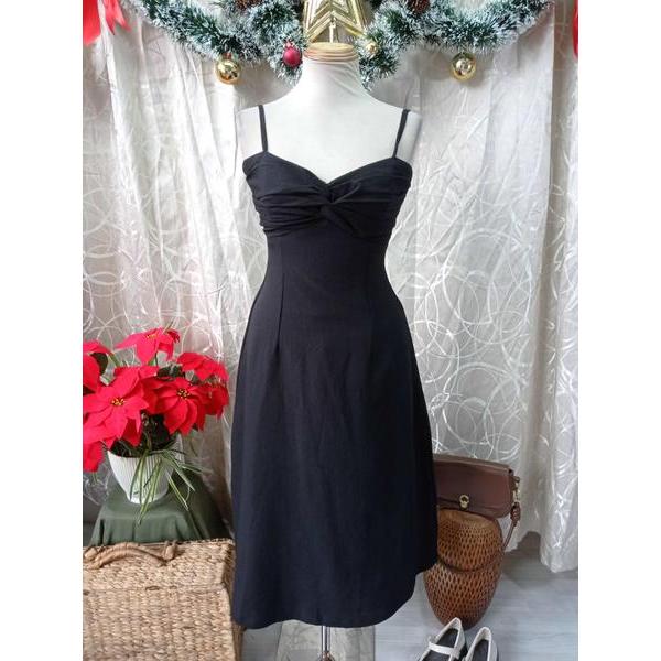 3CE thanh lý - Đầm đen 2 dây ngực xếp ly bymo - Size S