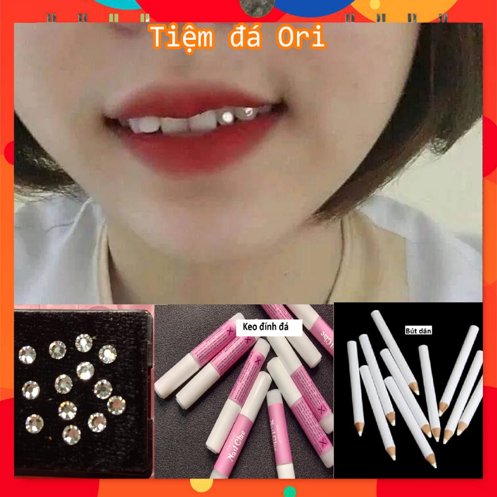 Combo 30 viên đá đính răng tại nhà TẶNG KÈM keo và bút đính đá