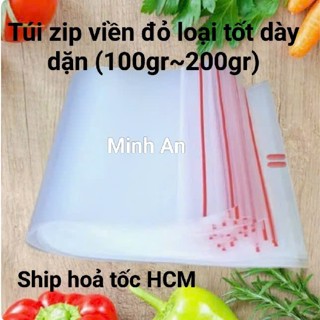 【Giá rẻ】100~200gr Túi Zip Viền Đỏ hàng Dầy. Túi zipper chỉ đỏ dùng để chia thuốc. Đựng phụ kiện, quần áo, thực phẩm.