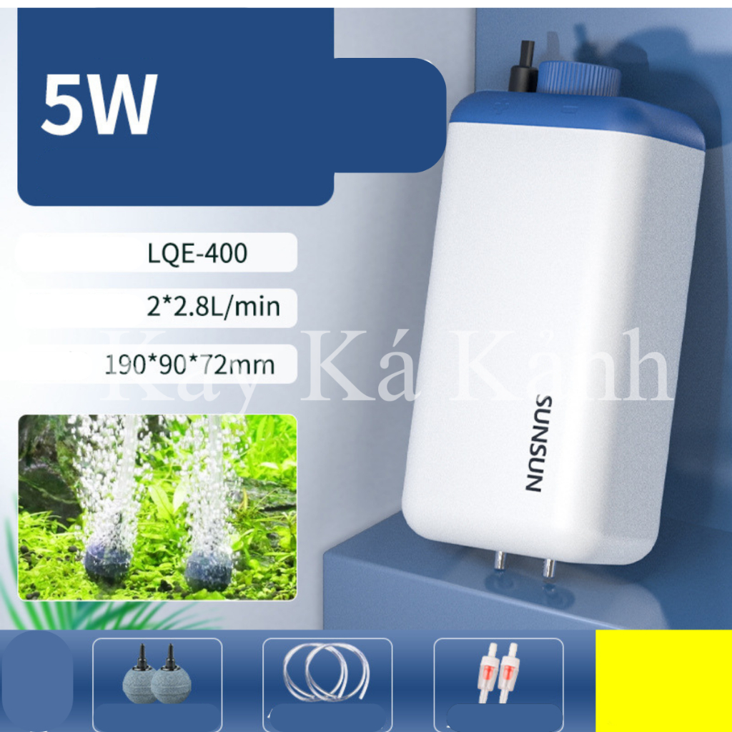 Máy Sủi Oxy SUNSUN LQE-400 – 2 Vòi, Chỉnh Lưu Lượng Khí, Êm Ái, Độ Ồn Thấp Cho Hồ Cá Cảnh