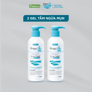  Set 2 Gel tắm ngừa mụn Novocare - Freeskin Forte hỗ trợ giảm mụn lưng giảm thâm giảm viêm nang lông dưỡng sáng da 