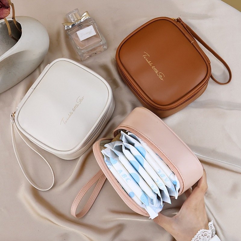 Túi Đựng Băng Vệ Sinh HOKO Túi Đựng Mỹ Phẩm Son Môi Bằng DaCó Khóa Kéo