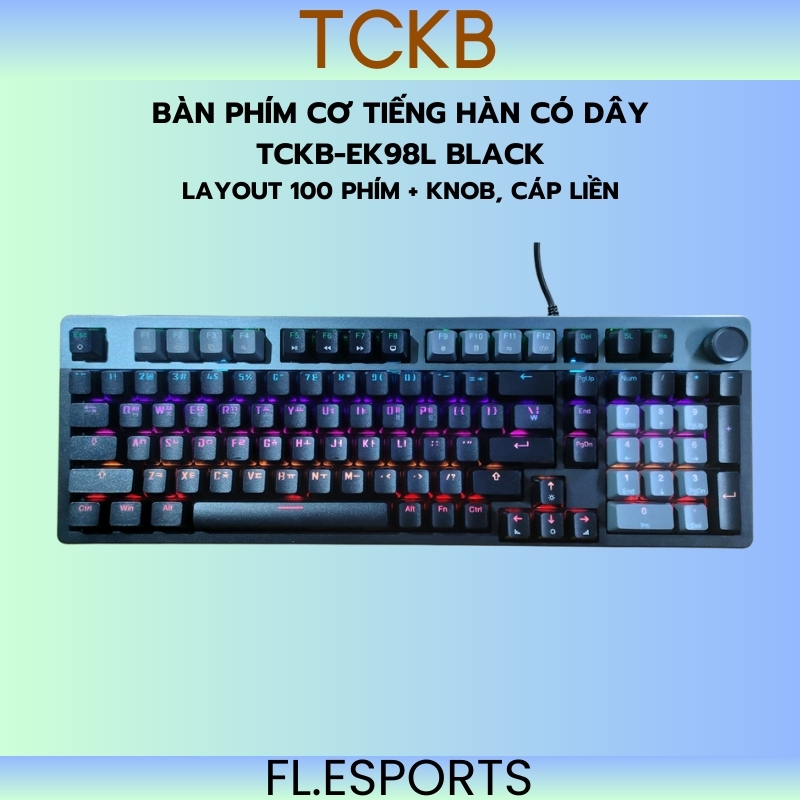 Bàn phím cơ tiếng Hàn có dây TCKB EK98L Grey Black